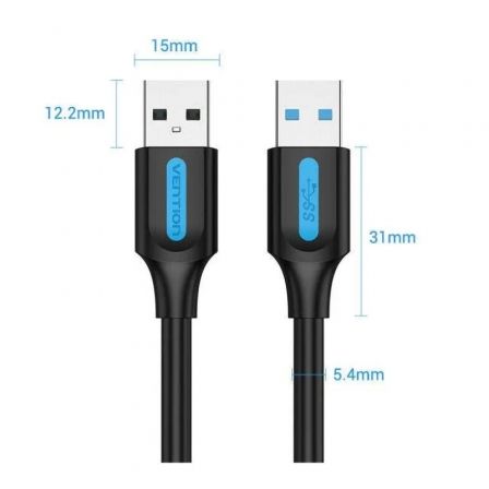 Vention Cable USB 3.0 2m Macho-Macho USB A a USB A Negro Vention Cable USB 3.0 2m Macho-Macho USB A a USB A Negro